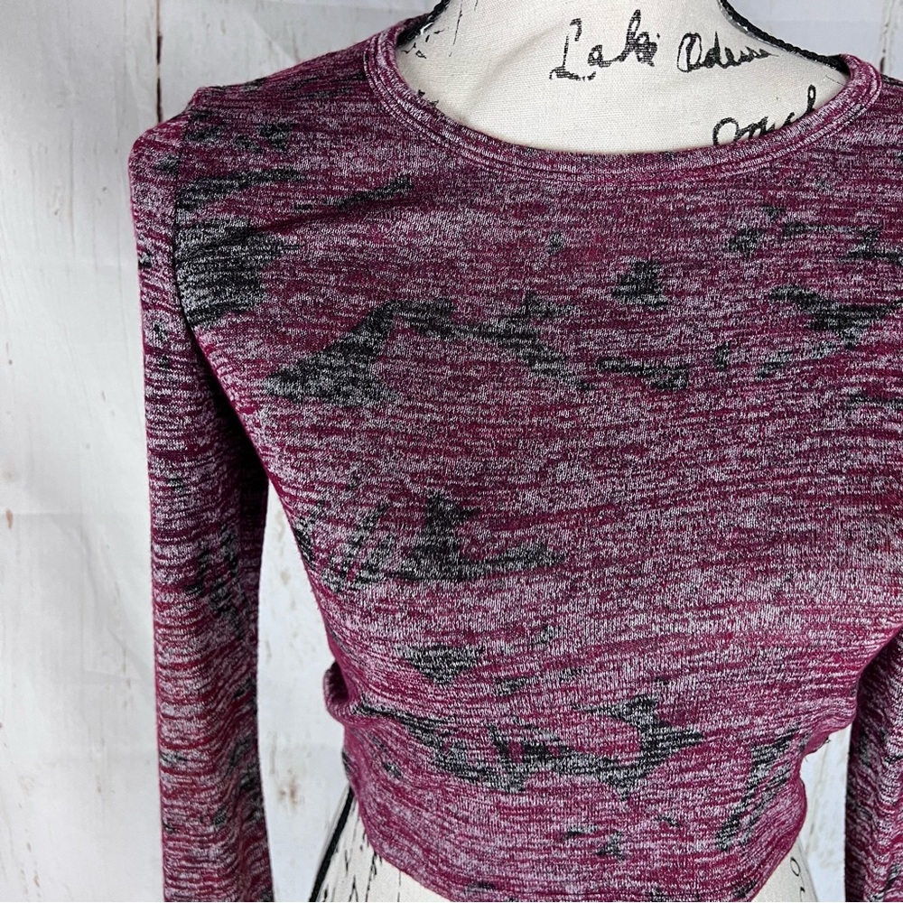 Wilfred free long sleeve cropped top small maroon women’s Anthropologie - Picture 2 of 5
